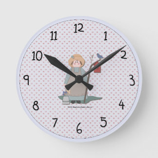 Country Garden Girl Wall Clock
