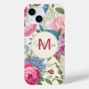 Country Garden Roses And Peonies Floral iPhone 15 Case