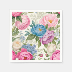 Country Garden Roses And Peonies Floral Napkin