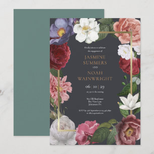 Country Garden Roses Floral Engagement Party Invitation
