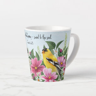 Country Garden with birds and scripture Latte Mug