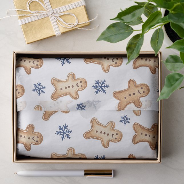 Country Gingerbread Cookies Snowflakes Christmas Tissue Paper (Gift)