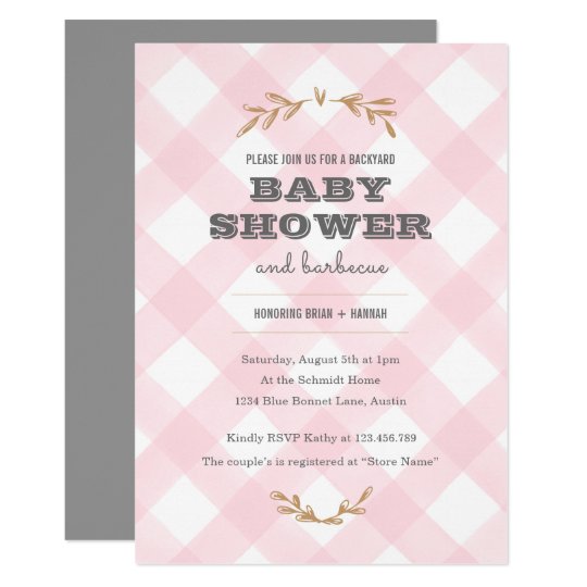 Country Gingham Baby Shower Card