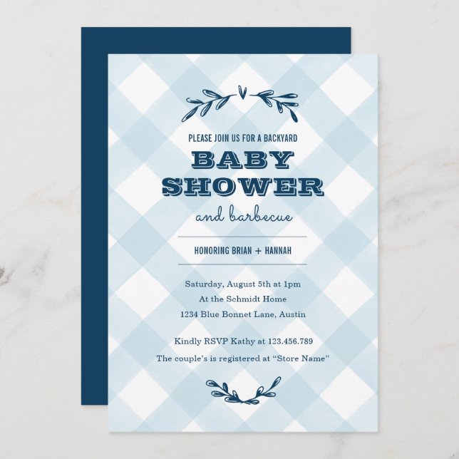 Country Gingham Baby Shower Invitation (Front/Back)