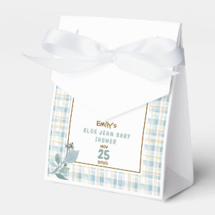 Country Gingham Blue Jean Baby Shower Welcome Favor Box