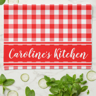 Country Gingham Decor Farmhouse Custom Red Kitchen Towel