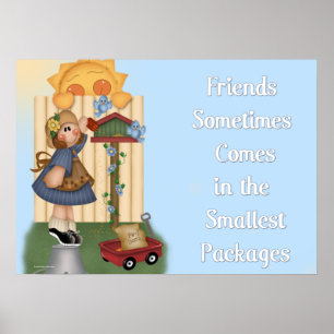 Country Girl Feeding Birds - Friendship Quote Poster