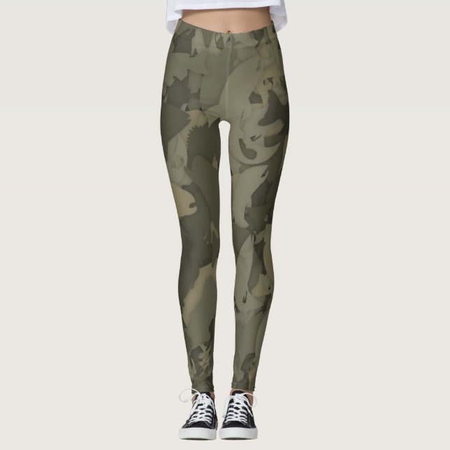 Country Girl Fishing Camouflage Pattern Leggings (Front)