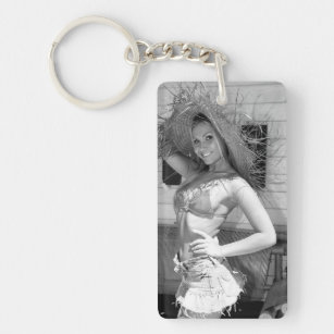 Country Girl Pin Up Glamour Model Photo Key Chain