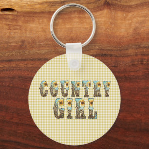  Country Girl Quote Typography Keychain