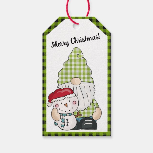 Country Gnome and Snowman Gift Tags (Front)