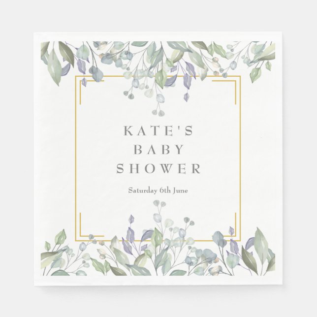Country Greenery Baby Sprinkle / Shower / Couples Napkin (Front)