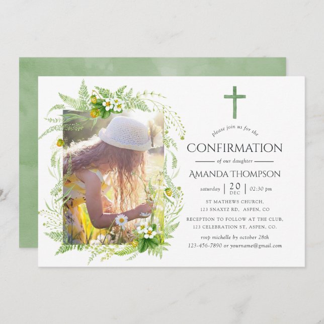 Country Greenery Confirmation Invitation (Front/Back)