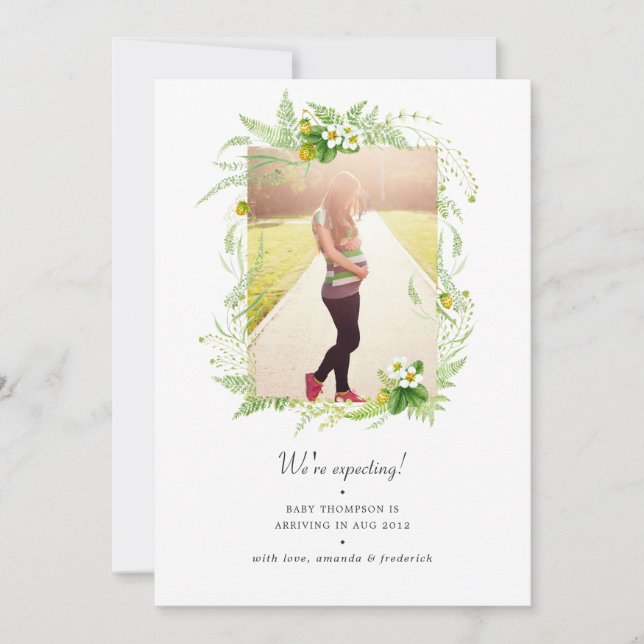 Country Greenery Photo Pregnancy Announcement (Front)