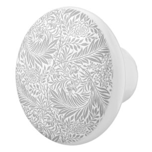 Country Grey William Morris Leaf Pattern  Ceramic Knob