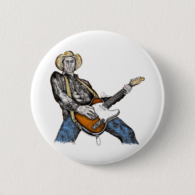 Country Guitar 2 Inch Round Button (Front)