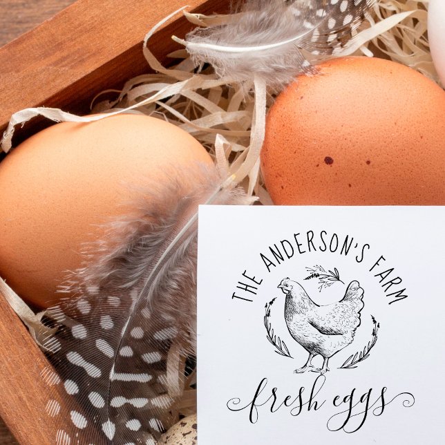 Country Hand-drawn Family Farmhouse Hen Fresh Egg Self-inking Stamp (Creator Uploaded)