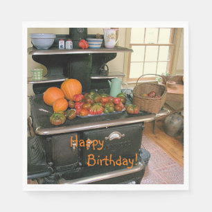 Country Harvest Cookstove Birthday Napkin