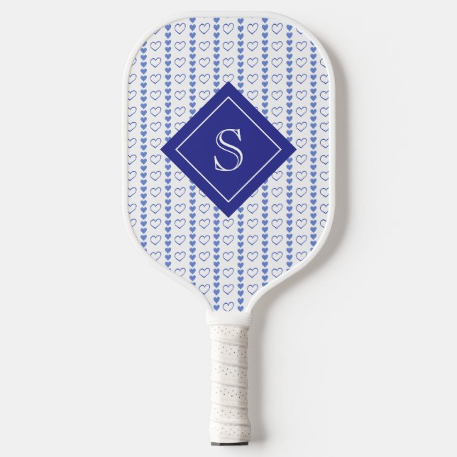 Country Heart Stripe Pattern Personalized Pickleball Paddle (Front)