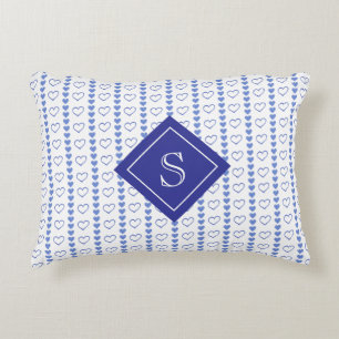 Country Heart Stripes Pattern Monogram Accent Pillow