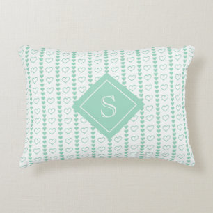Country Heart Stripes Pattern Monogram Accent Pillow
