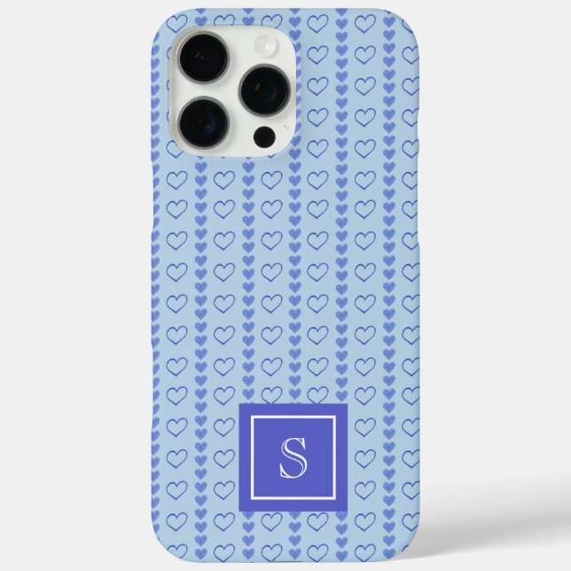 Country Heart Stripes Pattern Monogram Case-Mate iPhone Case (Back)