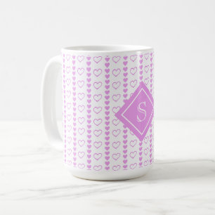Country Heart Stripes Pattern Monogram Coffee Mug