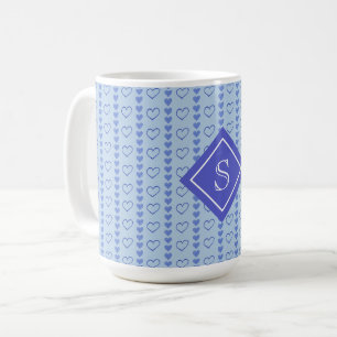 Country Heart Stripes Pattern Monogram Coffee Mug