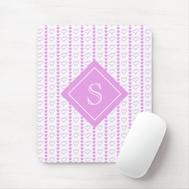 Country Heart Stripes Pattern Monogram Mouse Pad (With Mouse)