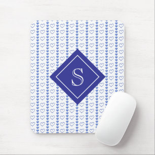 Country Heart Stripes Pattern Monogram Mouse Pad