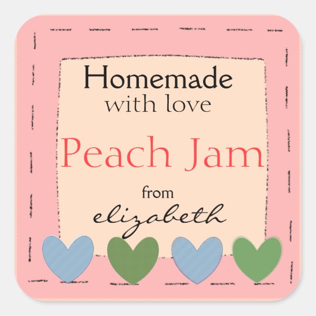 Country Hearts-Homemade Square Sticker (Front)