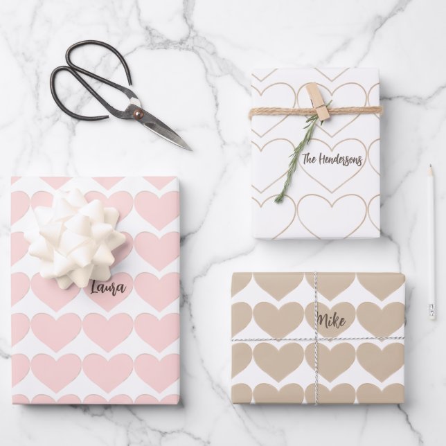 Country Hearts  Personalized   Wrapping Paper Sheet (Front)