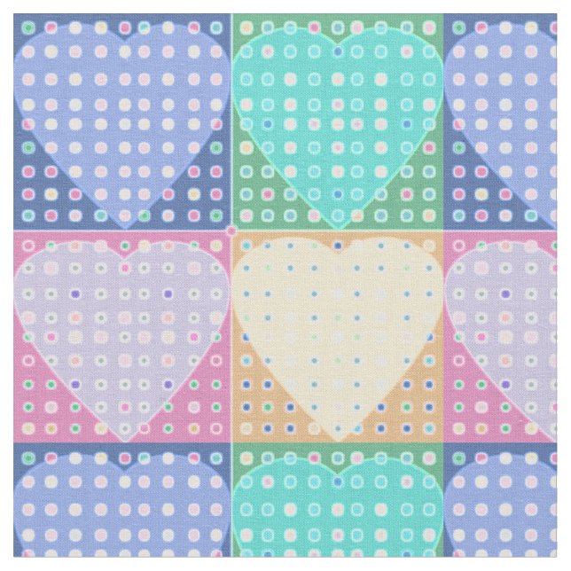 Country hearts quilt square blocks fabric (Close Up)