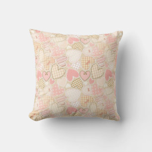 Country Hearts Throw Pillow