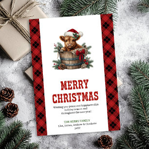 Country highland cow Christmas greeting design Holiday Card