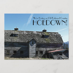 Country Hoe Down Old Barn Photo Invitation