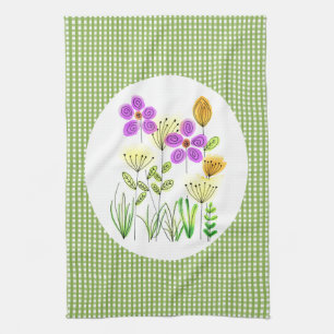 Country Home-style Gingham and Wildflower Kitchen Kitchen Towel