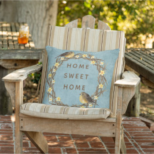 Country Home Wreath Outdoor Throw Pillow