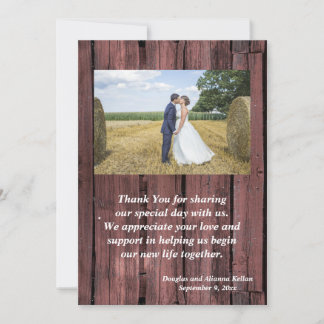 Country Hors Carte de remerciements Red Barnboard