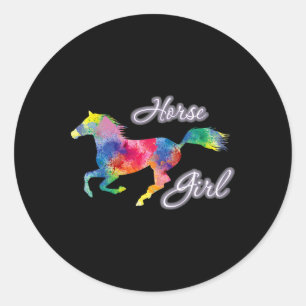 Country Horse Girl Riding Horses Horseck Rider Equ Classic Round Sticker