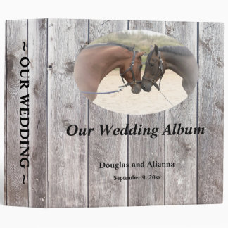 Country Horses Grey Barnboard Wedding Album Binder