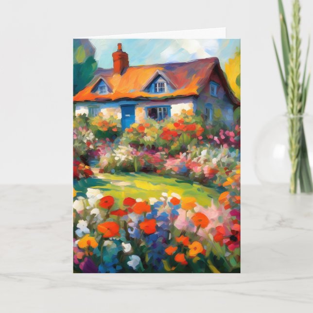 Country House Garden Flowers Folded Greetings Card (Front)