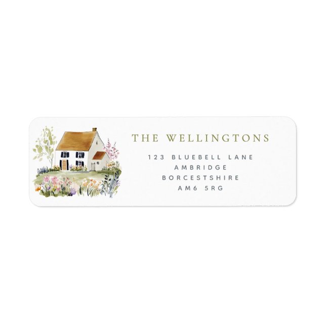 Country House & Wildflowers Return Address Label (Front)