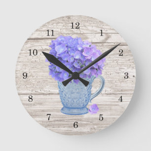 Country Hydrangea Wall Clock