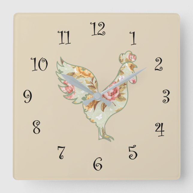 Country Kitchen Clock Rooster Design (Front)