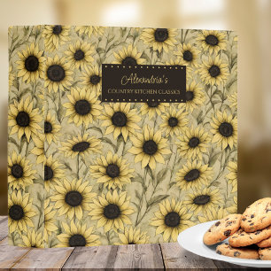 Country Kitchen Sunflower Monogram Recipe  Binder