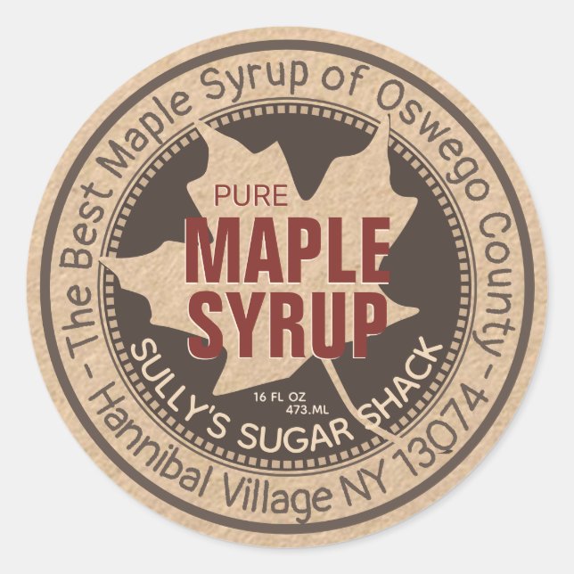Country Kraft Maple Syrup Sticker (Front)