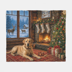 Country Labrador Retriever Holiday Fleece Blanket
