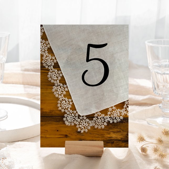 Country Lace and Barn Wood Wedding Table Numbers (Creator Uploaded)