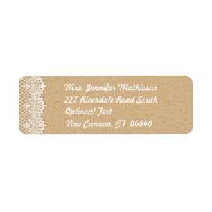 Country Lace Brown & White Rustic Return Address